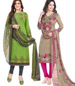 Multicolor Printed Synthetic Unstitched Salwar Set 2 With Dupatta