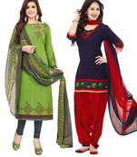 Multicolor Printed Synthetic Unstitched Salwar Set 2 With Dupatta
