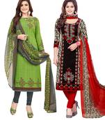 Multicolor Printed Synthetic Unstitched Salwar Set 2 With Dupatta