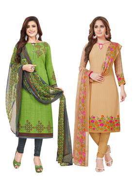Multicolor Printed Synthetic Unstitched Salwar Set 2 With Dupatta 1