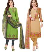 Multicolor Printed Synthetic Unstitched Salwar Set 2 With Dupatta