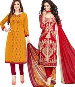 Multicolor Printed Synthetic Unstitched Salwar Set 2 With Dupatta