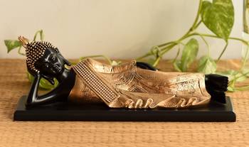Polyresin Resting Buddha on Wooden Board 1