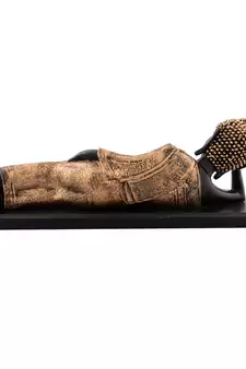 Polyresin Resting Buddha on Wooden Board