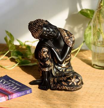 e craft india buddha polyresin showpiece black & golden 2