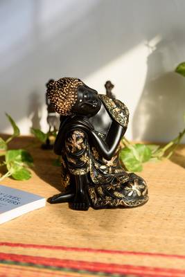 e craft india buddha polyresin showpiece black & golden 3