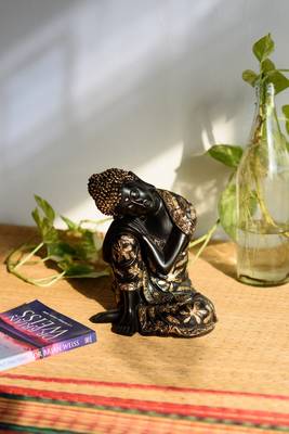 e craft india buddha polyresin showpiece black & golden 4