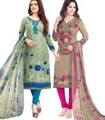 Multicolor Printed Synthetic Unstitched Salwar Set 2 With Dupatta