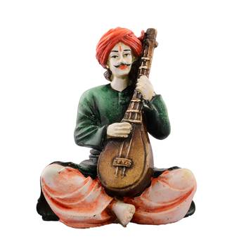Polyresin Rajasthani playing Sitar musical instrument 1