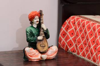 Polyresin Rajasthani playing Sitar musical instrument 2
