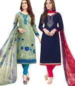 Multicolor Printed Synthetic Unstitched Salwar Set 2 With Dupatta