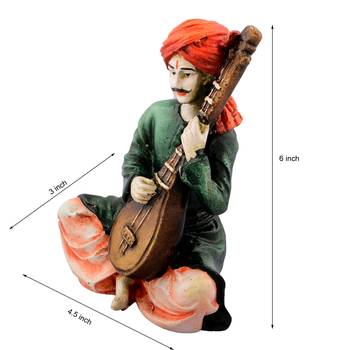 Polyresin Rajasthani playing Sitar musical instrument 3