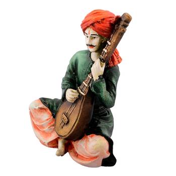 Polyresin Rajasthani playing Sitar musical instrument 4