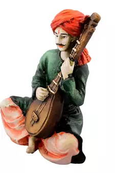 Polyresin Rajasthani playing Sitar musical instrument