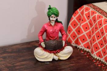 Polyresin Rajasthani Lady Playing Dholak Showpiece 2