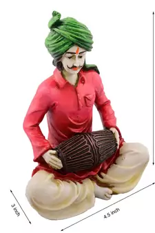Polyresin Rajasthani Lady Playing Dholak Showpiece