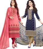 Multicolor Printed Synthetic Unstitched Salwar Set 2 With Dupatta