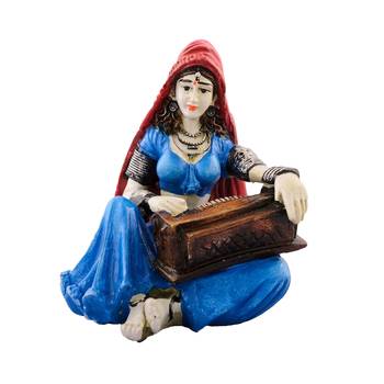 Polyresin Rajasthani Lady Playing Harmonium Showpiece 1