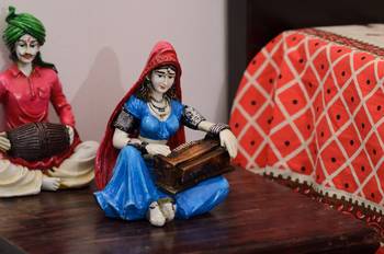 Polyresin Rajasthani Lady Playing Harmonium Showpiece 2