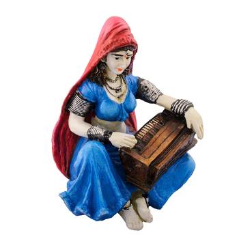Polyresin Rajasthani Lady Playing Harmonium Showpiece 4