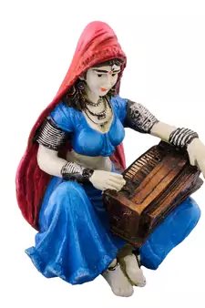 Polyresin Rajasthani Lady Playing Harmonium Showpiece
