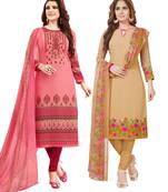 Multicolor Printed Synthetic Unstitched Salwar Set 2 With Dupatta