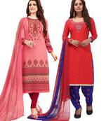 Multicolor Printed Synthetic Unstitched Salwar Set 2 With Dupatta