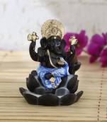 Lord Blue Ganesha Smoke Backflow Cone Incense Holder Decorative Showpiece