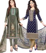 Multicolor Printed Synthetic Unstitched Salwar Set 2 With Dupatta