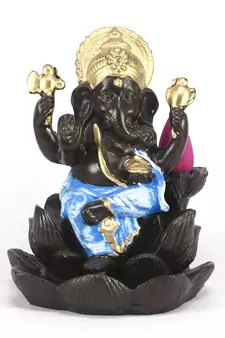 Lord Blue Ganesha Smoke Backflow Cone Incense Holder Decorative Showpiece