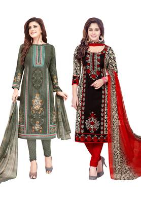 Multicolor Printed Synthetic Unstitched Salwar Set 2 With Dupatta 1