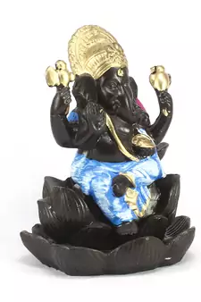 Lord Blue Ganesha Smoke Backflow Cone Incense Holder Decorative Showpiece