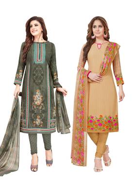 Multicolor Printed Synthetic Unstitched Salwar Set 2 With Dupatta 1