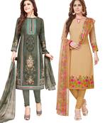 Multicolor Printed Synthetic Unstitched Salwar Set 2 With Dupatta
