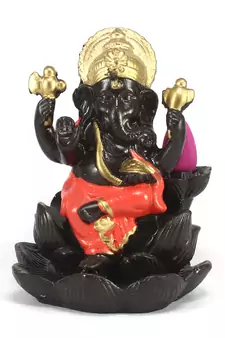 Lord Orange Ganesha Smoke Backflow Cone Incense Holder Decorative Showpiece