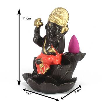 Lord Orange Ganesha Smoke Backflow Cone Incense Holder Decorative Showpiece 3