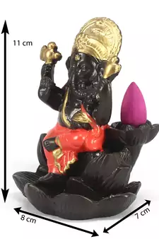 Lord Orange Ganesha Smoke Backflow Cone Incense Holder Decorative Showpiece