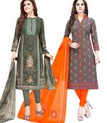 Multicolor Printed Synthetic Unstitched Salwar Set 2 With Dupatta