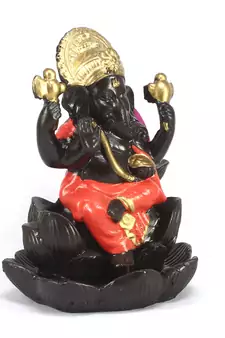 Lord Orange Ganesha Smoke Backflow Cone Incense Holder Decorative Showpiece