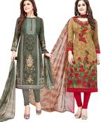 Multicolor Printed Synthetic Unstitched Salwar Set 2 With Dupatta