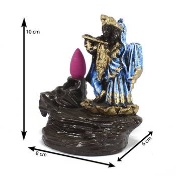 Lord Blue Krishna Smoke Backflow Cone Incense Holder Decorative Showpiece 3