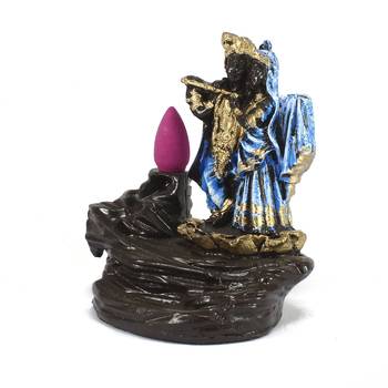 Lord Blue Krishna Smoke Backflow Cone Incense Holder Decorative Showpiece 5