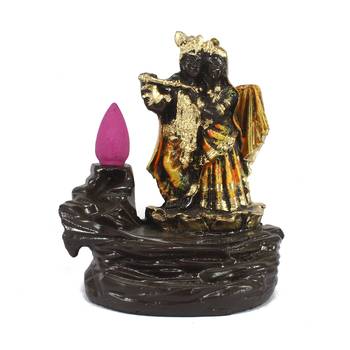 Lord Orange Krishna Smoke Backflow Cone Incense Holder Decorative Showpiece 2