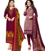 Multicolor Printed Synthetic Unstitched Salwar Set 2 With Dupatta