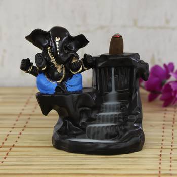 Lord Blue Ganesha Smoke Backflow Cone Incense Holder Decorative Showpiece 1