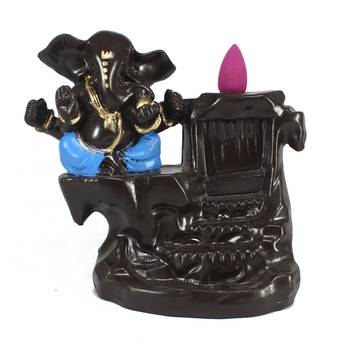 Lord Blue Ganesha Smoke Backflow Cone Incense Holder Decorative Showpiece 2