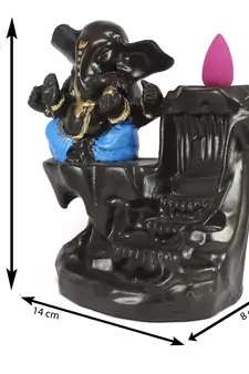Lord Blue Ganesha Smoke Backflow Cone Incense Holder Decorative Showpiece