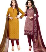 Multicolor Printed Synthetic Unstitched Salwar Set 2 With Dupatta