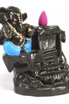 Lord Blue Ganesha Smoke Backflow Cone Incense Holder Decorative Showpiece