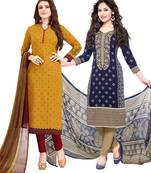 Multicolor Printed Synthetic Unstitched Salwar Set 2 With Dupatta